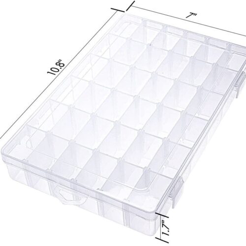 Alternative view of 24 COMPARTMENT SLOT PLASTIC STORAGE BOX, 24 GRIDS PLASTIC JEWELRY TOOL BOX STORAGE CONTAINER, ELECTRONIC COMPONENTS JEWELRY STORAGE BOX CASE