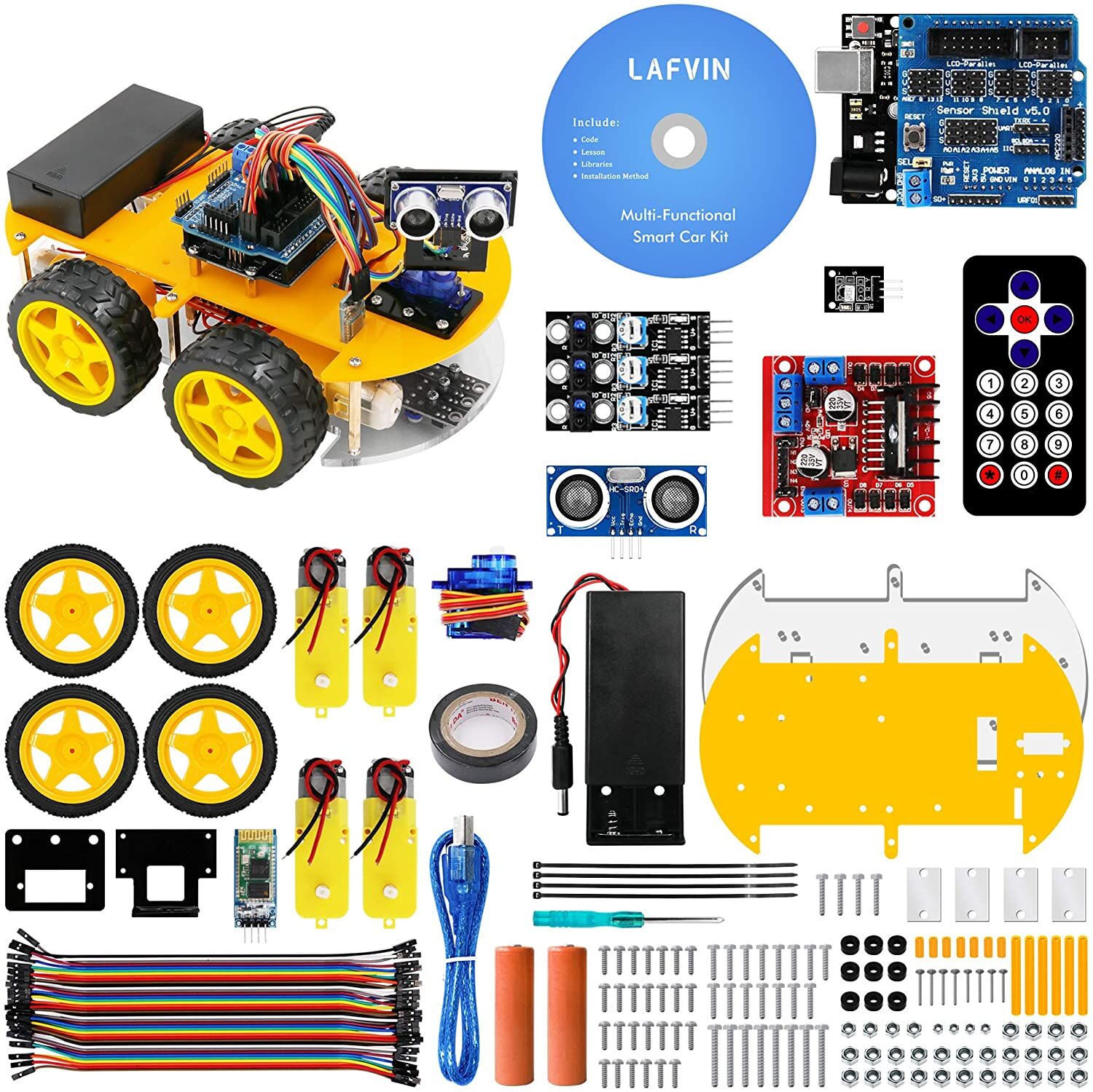 Multi-Functional Smart Car Robot Kit- Yellow starter/ beginner kit ...