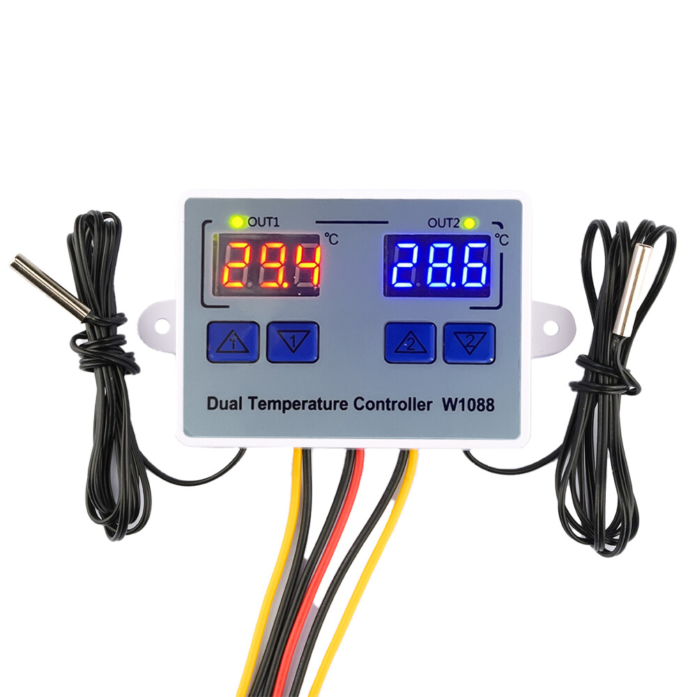 W1088 Dual LED Digital Temperature Sensor Meter Controller